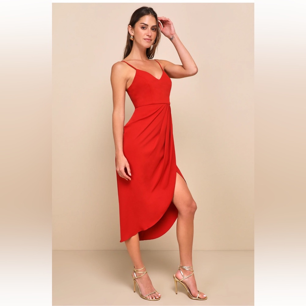 Reinette Rust Red Midi Dress
